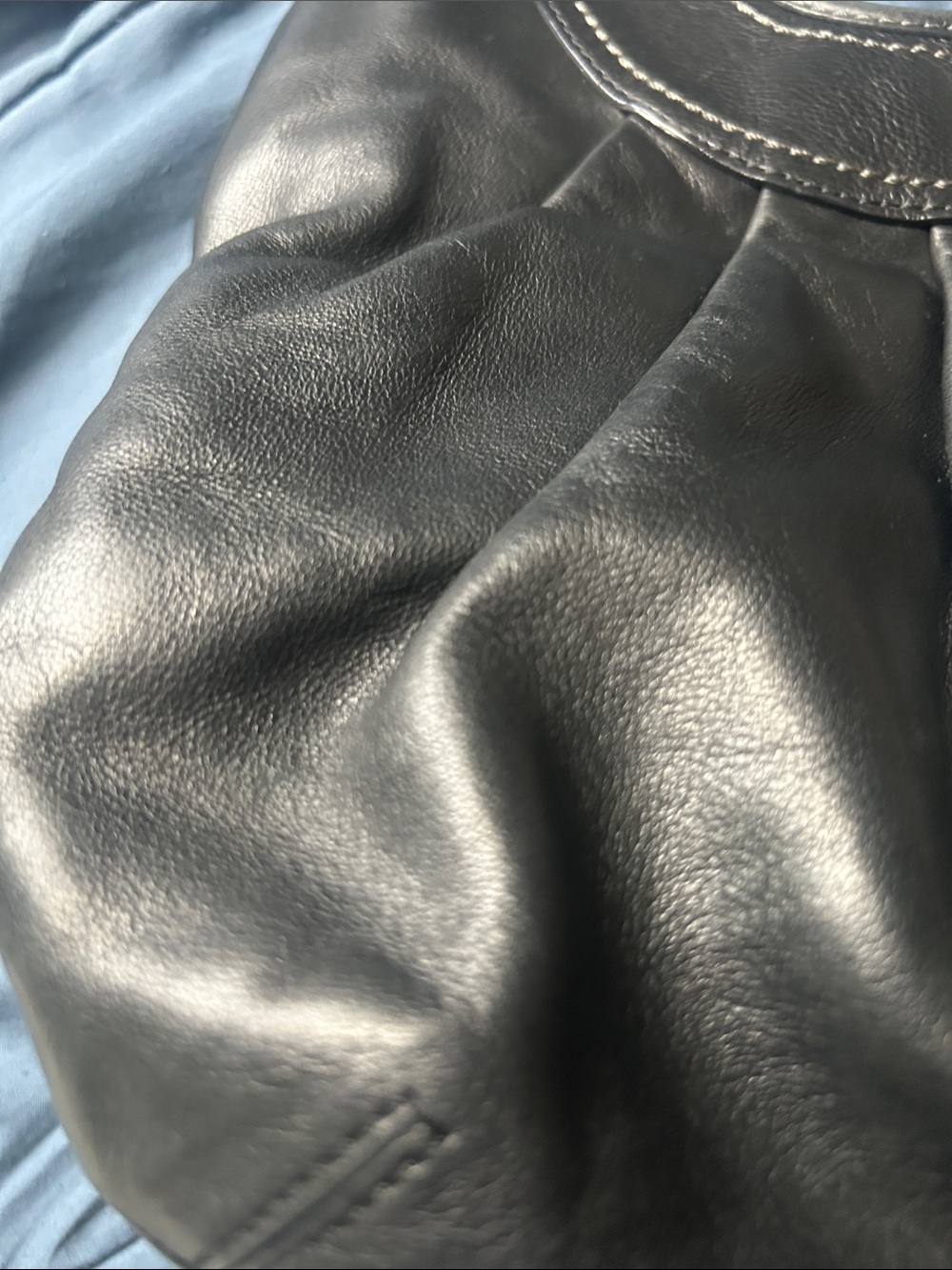 Coach Black Leather Shoulder Bag with Gold Accent - Picture 10 of 14